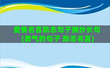 爱情名言励志句子摘抄长句(勇气的句子 励志名言)